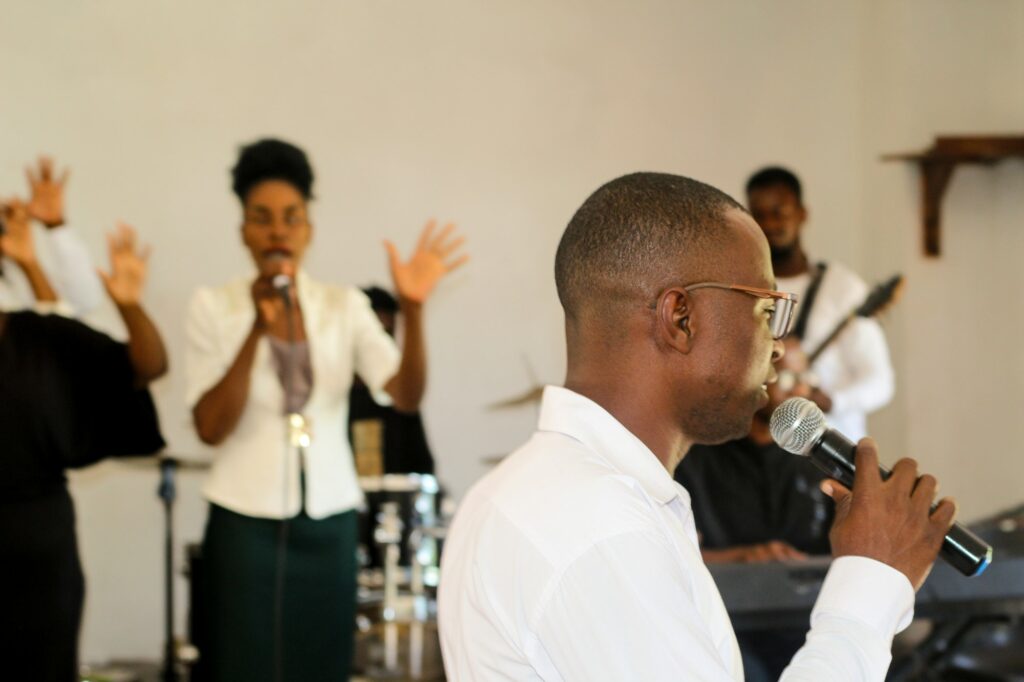 Worship team leading praise